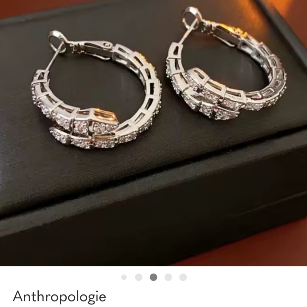 Anthropologie Serpenti Snake Viper Crystal Hoop Earrings – New💎 Bold | Glam | - Picture 3 of 3